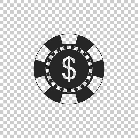 Casino chip and dollar symbol icon isolated on transparent background. Flat design. Vector Illustrationのイラスト素材