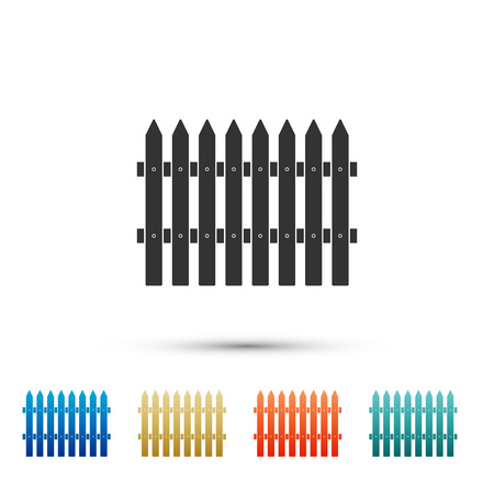 Fence wooden icon isolated on white background. Garden fence sign. Set icons in color icons. Vector Illustrationのイラスト素材
