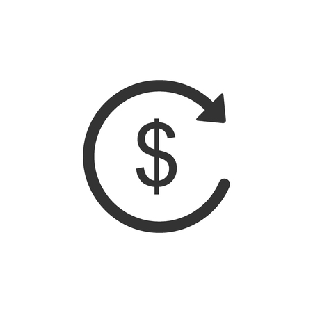 Refund money icon isolated. Financial services, cash back concept, money refund, return on investment, savings account, currency exchange. Flat design. Vector Illustrationのイラスト素材