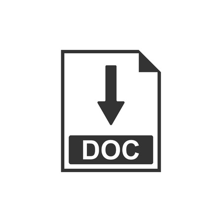 DOC file document icon. Download DOC button icon isolated. Flat design. Vector Illustrationのイラスト素材