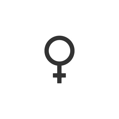 Female gender symbol icon isolated. Venus symbol. The symbol for a female organism or woman. Flat design. Vector Illustrationのイラスト素材