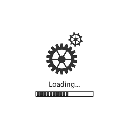 Loading and gear icon isolated. Progress bar icon. System software update. Loading process symbol. Flat design. Vector Illustrationのイラスト素材