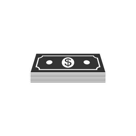 Paper money american dollars cash icon isolated. Money banknotes stack with dollar icon. Bill currency. Flat design. Vector Illustrationのイラスト素材