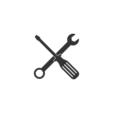 Spanner and screwdriver tools icon isolated. Service tool symbol. Flat design. Vector Illustrationのイラスト素材