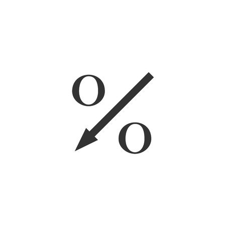 Percent down arrow icon isolated. Decreasing percentage sign. Flat design. Vector Illustrationのイラスト素材