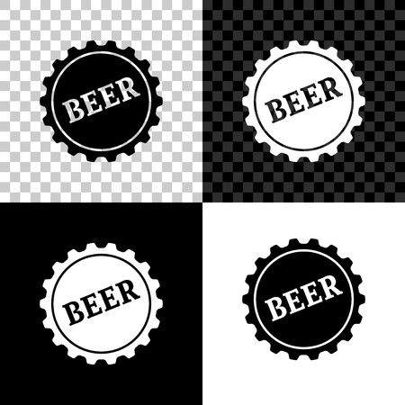 Bottle cap with beer word icon isolated on black, white and transparent background. Vector Illustrationのイラスト素材