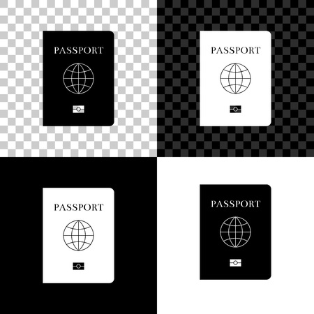 Passport with biometric data icon isolated on black, white and transparent background. Identification Document. Vector Illustrationのイラスト素材