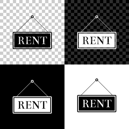 Hanging sign with text Rent icon isolated on black, white and transparent background. Vector Illustrationのイラスト素材