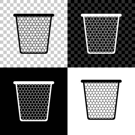 Trash can icon isolated on black, white and transparent background. Garbage bin sign. Recycle basket icon. Office trash icon. Vector Illustrationのイラスト素材