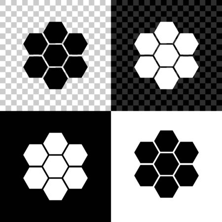 Honeycomb sign icon isolated on black, white and transparent background. Honey cells symbol. Sweet natural food. Vector Illustrationのイラスト素材