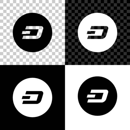 Cryptocurrency coin Dash icon isolated on black, white and transparent background. Physical bit coin. Digital currency. Altcoin symbol. Blockchain based secure crypto currency. Vector Illustrationのイラスト素材