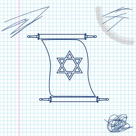 Torah scroll line sketch iconのイラスト素材