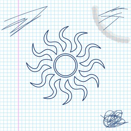 Sun line sketch icon isolated on white background. Vector Illustrationのイラスト素材