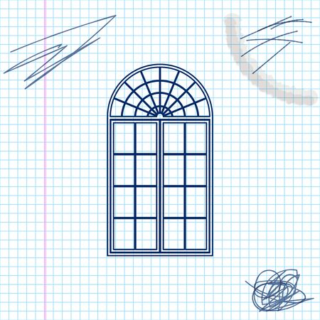 Window line sketch icon isolated on white background. Vector Illustrationのイラスト素材