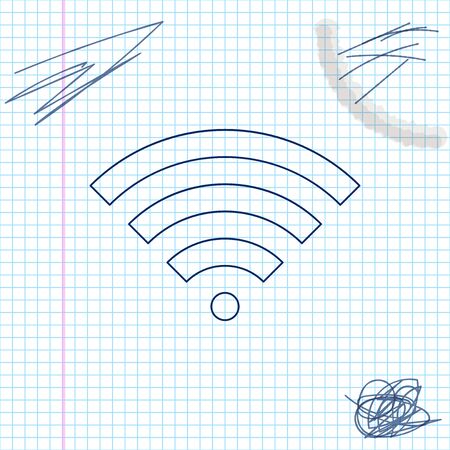 WiFi wireless internet network symbol line sketch icon isolated on white background. Vector Illustrationのイラスト素材