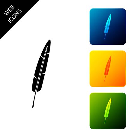 Feather pen icon isolated on white background. Set icons colorful square buttons. Vector Illustrationのイラスト素材