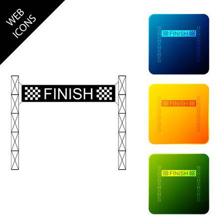 Ribbon in finishing line icon isolated. Symbol of finish line. Sport symbol or business concept. Set icons colorful square buttons. Vector Illustrationのイラスト素材