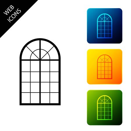 Arched window icon isolated. Set icons colorful square buttons. Vector Illustrationのイラスト素材