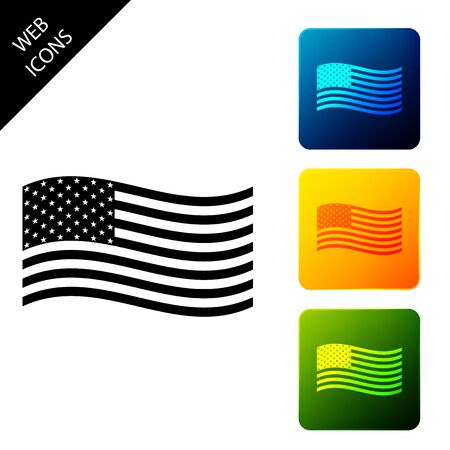 American flag icon isolated. Flag of USA. Set icons colorful square buttons. Vector Illustrationのイラスト素材