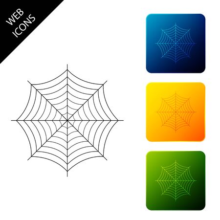 Spider web icon isolated. Cobweb sign. Set icons colorful square buttons. Vector Illustrationのイラスト素材