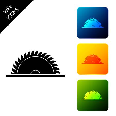 Circular saw blade icon isolated. Saw wheel. Set icons colorful square buttons. Vector Illustrationのイラスト素材