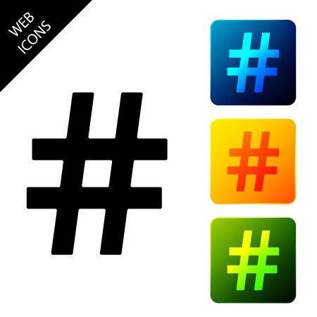 Hashtag icon isolated. Social media symbol. Modern UI website navigation. Set icons colorful square buttons. Vector Illustrationのイラスト素材