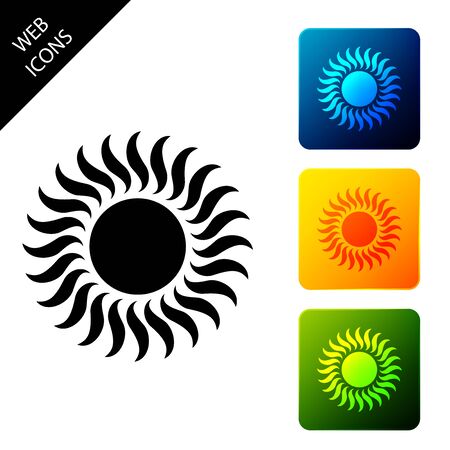 Sun icon isolated on white background. Set icons colorful square buttons. Vector Illustrationのイラスト素材
