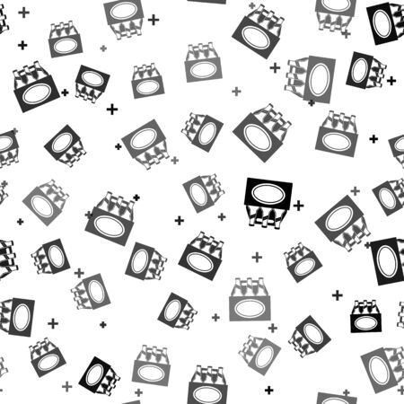 Black Pack of beer bottles icon isolated seamless pattern on white background. Case crate beer box sign. Vector Illustrationのイラスト素材