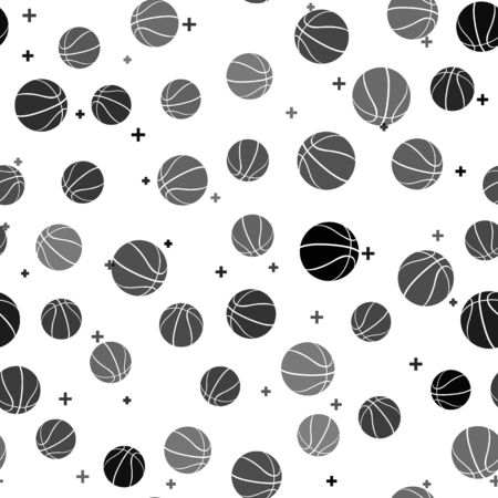 Black Basketball ball icon isolated seamless pattern on white background. Sport symbol. Vector Illustrationのイラスト素材