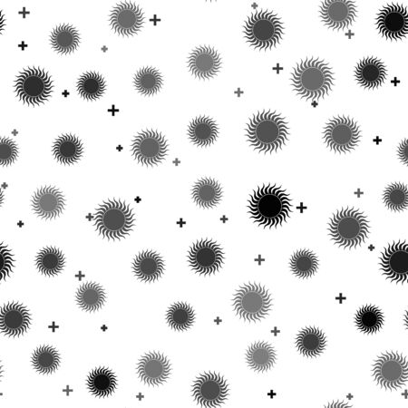 Black Sun icon isolated seamless pattern on white background. Vector Illustrationのイラスト素材