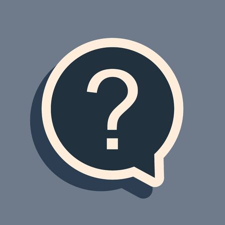 Black Question mark in circle icon isolated on grey background. Hazard warning symbol. Help symbol. FAQ sign. Long shadow style. Vector Illustrationのイラスト素材