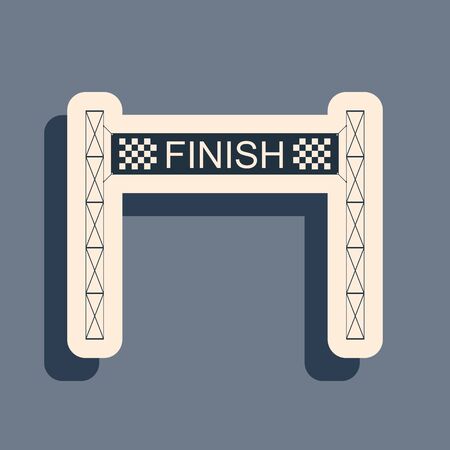 Black Ribbon in finishing line icon isolated on grey background. Symbol of finish line. Sport symbol or business concept. Long shadow style. Vector Illustrationのイラスト素材