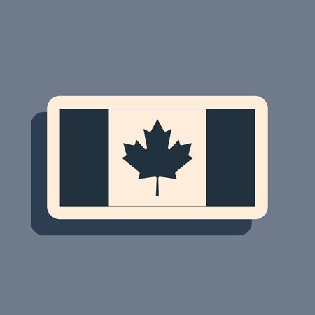 Black Canada flag icon isolated on grey background. Long shadow style. Vector Illustrationのイラスト素材