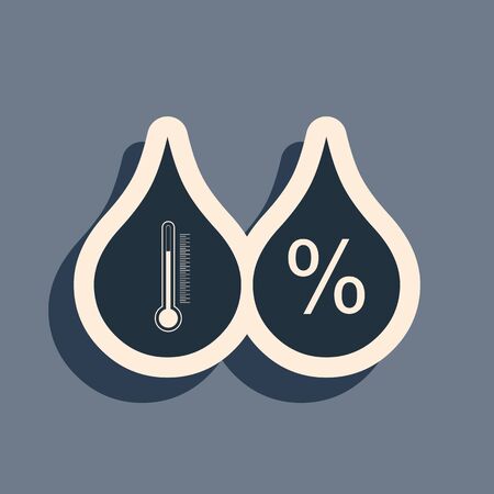 Black Humidity icon isolated on grey background. Weather and meteorology, thermometer symbol. Long shadow style. Vector Illustrationのイラスト素材