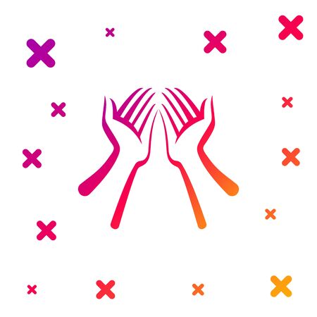 Color Hands icon isolated on white background. Gradient random dynamic shapes. Vector Illustrationのイラスト素材