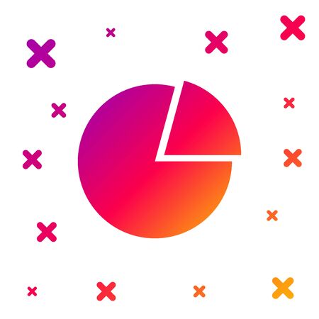 Color Pie chart infographic icon isolated on white background. Presentation graph sign. Diagram chart sign. Market analytics symbol. Gradient random dynamic shapes. Vector Illustrationのイラスト素材