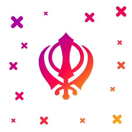 Color Sikhism religion Khanda symbol icon isolated on white background. Khanda Sikh symbol. Gradient random dynamic shapes. Vector Illustrationのイラスト素材