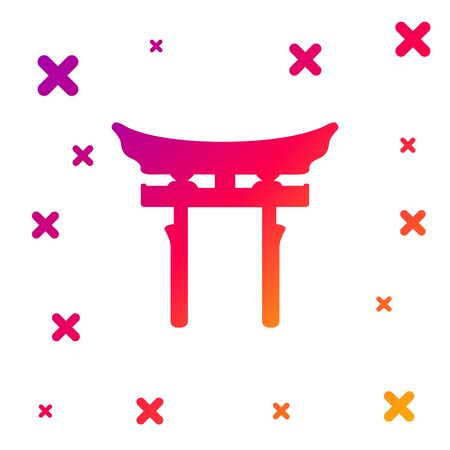 Color Japan Gate icon isolated on white background. Torii gate sign. Japanese traditional classic gate symbol. Gradient random dynamic shapes. Vector Illustrationのイラスト素材