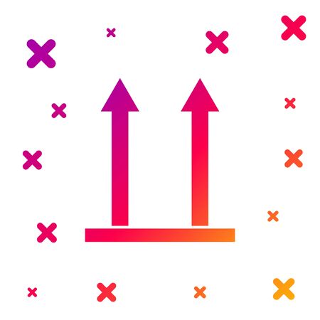 Color This side up icon isolated on white background. Two arrows indicating top side of packaging. Cargo handled so these arrows always point up. Gradient random dynamic shapes. Vector Illustrationのイラスト素材