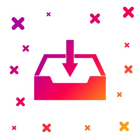 Color Download inbox icon isolated on white background. Gradient random dynamic shapes. Vector Illustrationのイラスト素材