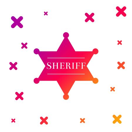 Color Hexagonal sheriff star icon isolated on white background. Sheriff badge symbol. Gradient random dynamic shapes. Vector Illustrationのイラスト素材