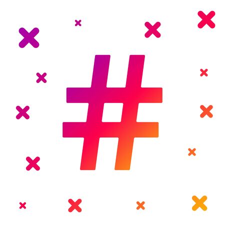 Color Hashtag icon isolated on white background. Social media symbol. Modern UI website navigation. Gradient random dynamic shapes. Vector Illustrationのイラスト素材