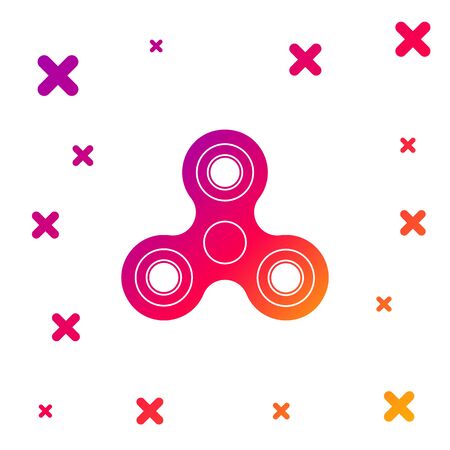 Color Fidget spinner icon isolated on white background. Stress relieving toy. Trendy hand spinner. Gradient random dynamic shapes. Vector Illustrationのイラスト素材
