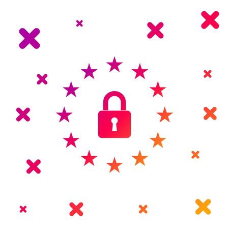 Color GDPR - General data protection regulation icon on white background. European Union symbol. Security, safety, protection, privacy concept. Gradient random dynamic shapes. Vector Illustrationのイラスト素材