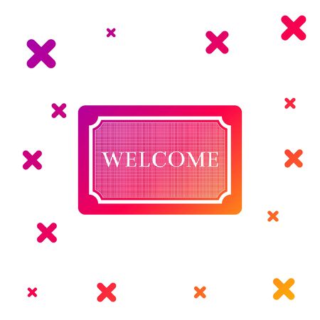 Color Doormat with the text Welcome icon isolated on white background. Welcome mat sign. Gradient random dynamic shapes. Vector Illustrationのイラスト素材