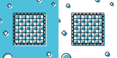 Black Chess board icon isolated on blue and white background. Ancient Intellectual board game....
