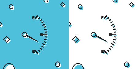 Black Motor gas gauge icon isolated on blue and white background. Empty fuel meter. Full tank indication. Random dynamic shapes. Vector Illustrationのイラスト素材