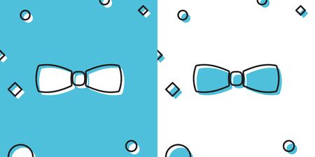 Black Bow tie icon isolated on blue and white background. Random dynamic shapes. Vector Illustrationのイラスト素材