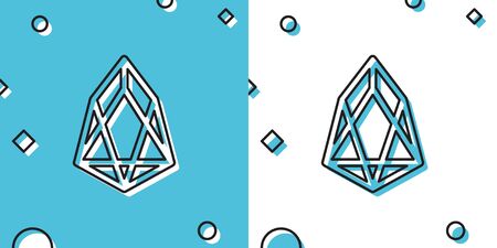 Black Cryptocurrency coin EOS icon isolated on blue and white background. Physical bit coin. Digital currency. Altcoin symbol. Blockchain based secure crypto currency. Vector Illustrationのイラスト素材