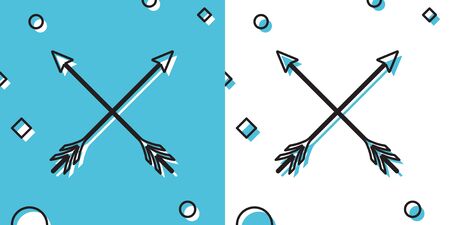 Black Crossed arrows icon isolated on blue and white background. Random dynamic shapes. Vector...
